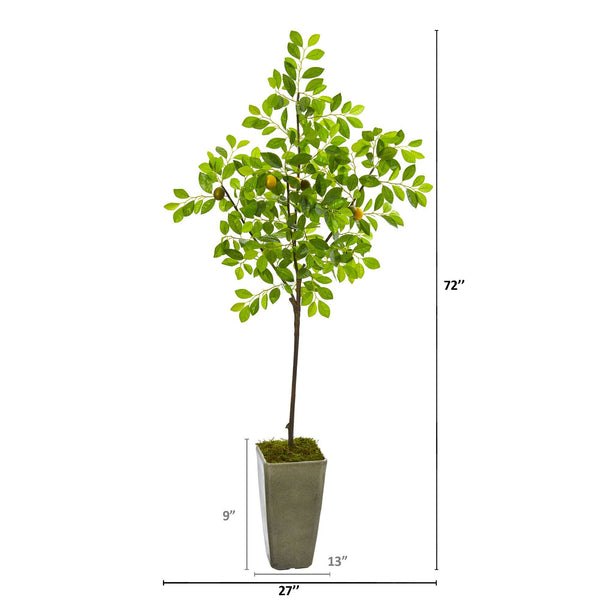 Faux Lemon Topiary Tree Planter