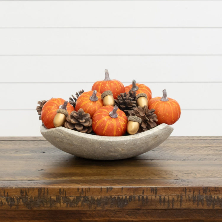 Artificial Harvest Pumpkin Bowl Filler Set