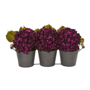 Hydrangea Artificial Arrangement in Metal Planter