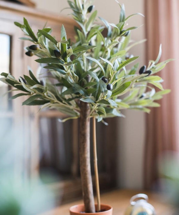 Faux Olive Topiary Potted Tree