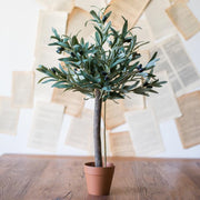 Faux Olive Topiary Potted Tree