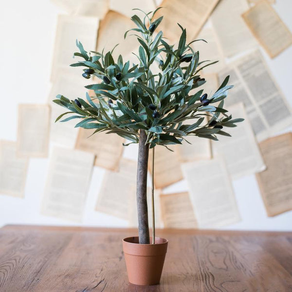 Faux Olive Topiary Potted Tree