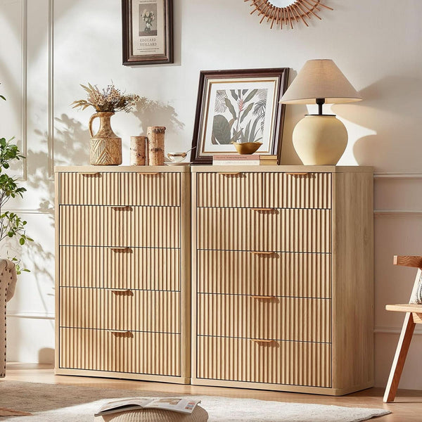 Fluted Wood-Grain Six-Drawer Dresser – chest (view 5) | Roost & Roam
