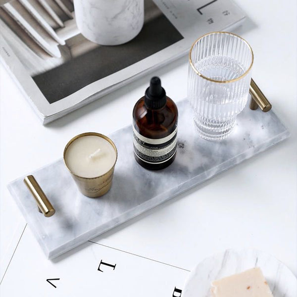 Marble Tray with Brass Handles — alternate view or variant option
