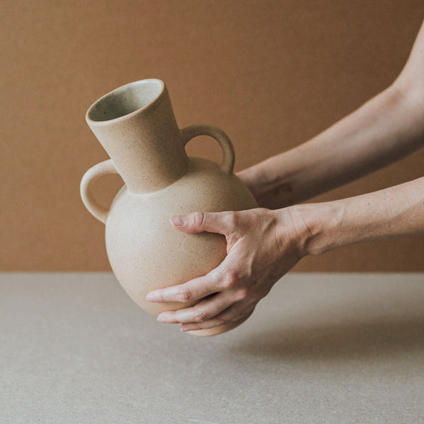 Handled Stoneware Amphora Vase