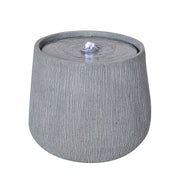 Ridged Concrete-Finish Bowl Fountain — back and side profile detail