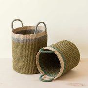 Olive Woven Hemp Floor Basket Set