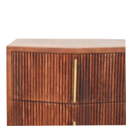 Fluted Mango Wood Two-Drawer Nightstand