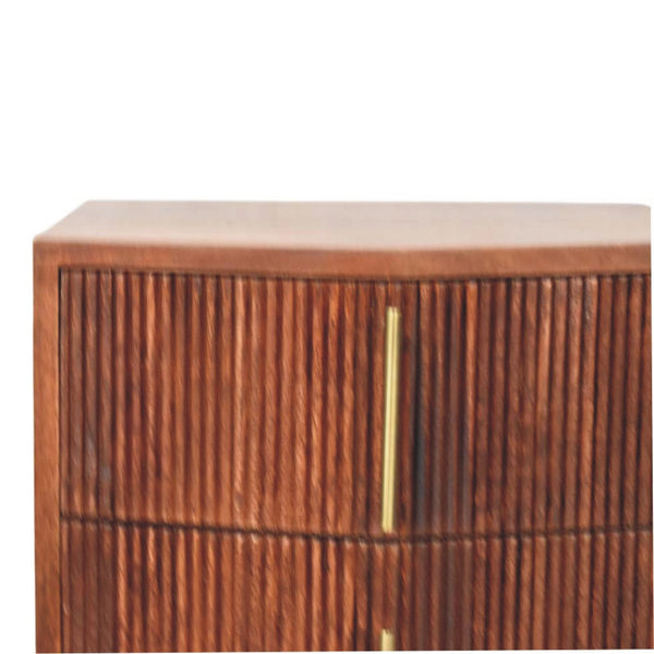 Fluted Mango Wood Two-Drawer Nightstand