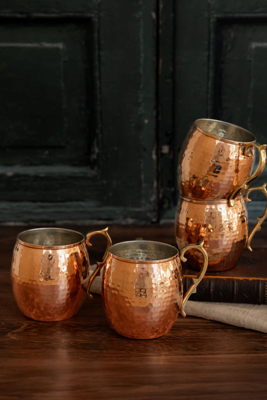 Hammered Copper Moscow Mule Mug Set