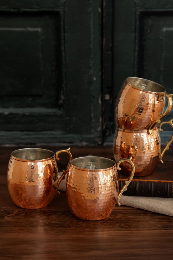 Hammered Copper Moscow Mule Mug Set