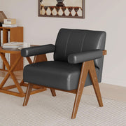 Black Leather Mid-Century Armchair Pair (view 9) | Roost & Roam