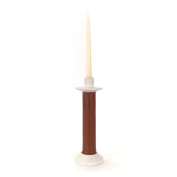 Recycled Leather Ceramic Candlestick