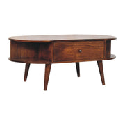 Oval Wood Coffee Table with Storage