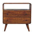 Curved Mango Wood Two-Drawer Nightstand