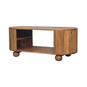 Reeded Mango Wood Oval Coffee Table