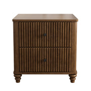 Walnut Fluted Nightstand, 3 Drawers