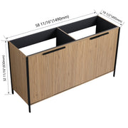 Fluted Wood-Grain Freestanding Bathroom Vanity