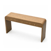 Walnut Finish Curved Console Table, 3-Drawer