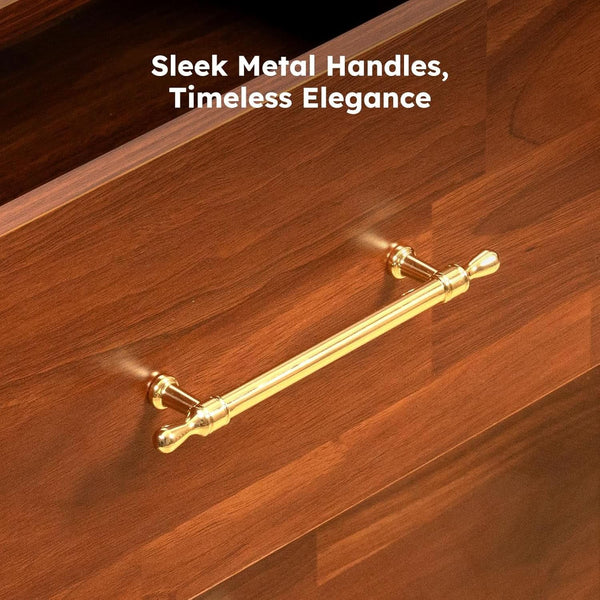 Walnut-Finish Six-Drawer Double Dresser