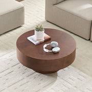 Burl Wood-Print Round Pedestal Coffee Table
