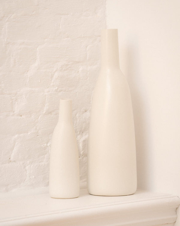 Matte Stoneware Bottle-Form Vase