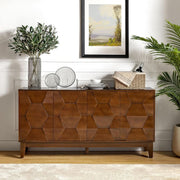Hexagonal Relief Wood Sideboard Buffet