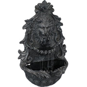 Cast-Stone Finish Lion Head Wall Fountain