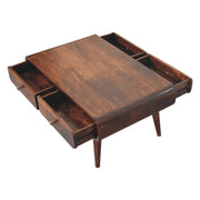 Curved Mango Wood Two-Drawer Coffee Table