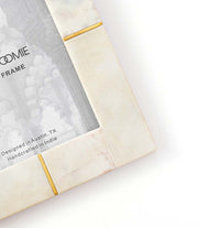 White Marble Brass Inlay Picture Frame