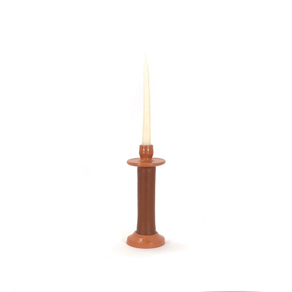 Recycled Leather Ceramic Candlestick