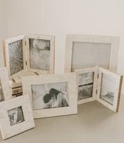 Chevron Bone Inlay Double Picture Frame