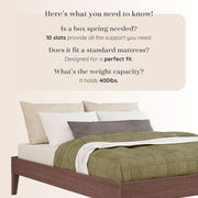 Dark Brown Wood-Grain Platform Bed Frame