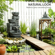 Four-Tier Cascading Resin Garden Fountain — scale reference and proportion detail