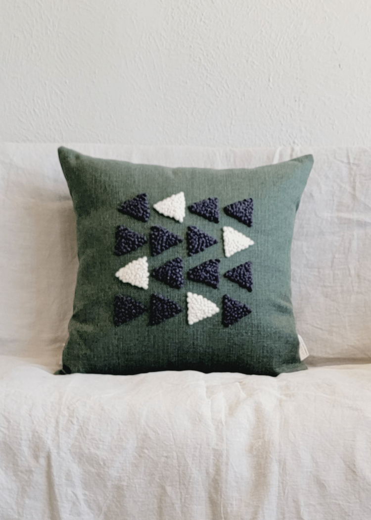Punch Needle Triangle Throw Pillow