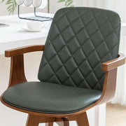 Green Faux Leather Swivel Bar Stools Set of 2
