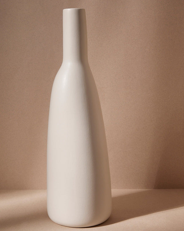 Matte Stoneware Bottle-Form Vase