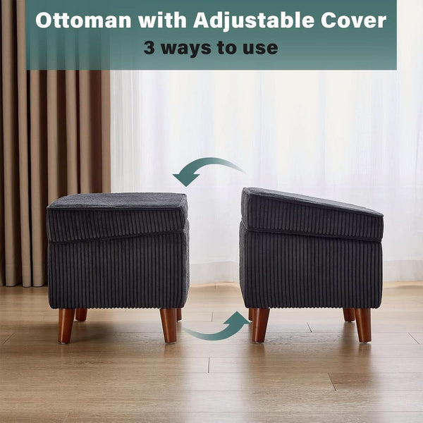 Wide-Rib Corduroy Storage Ottoman