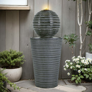 Ribbed Concrete Column Sphere Fountain