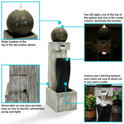 Sphere Column Outdoor Water Fountain