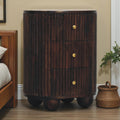 Fluted Mango Wood Drum Nightstand