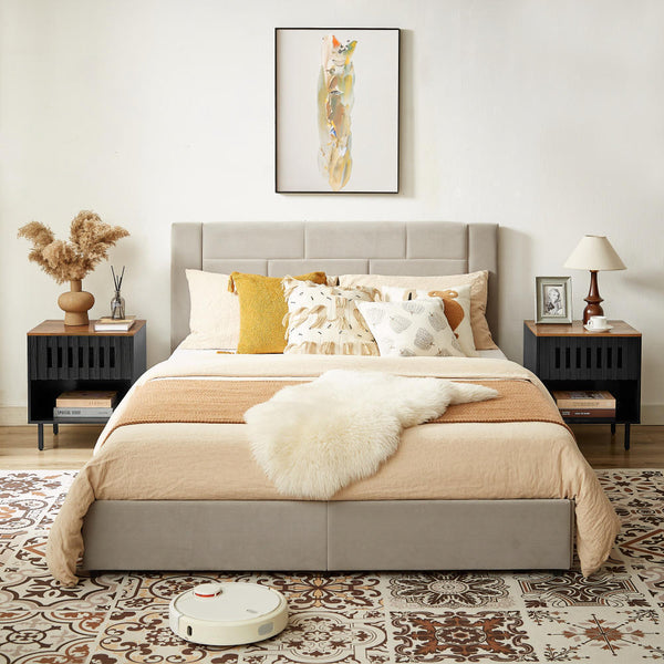 Grille-Door Mid-Century Nightstand Set — scale reference and proportion detail