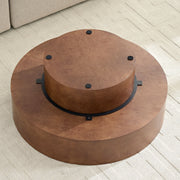 Burl Wood-Print Round Pedestal Coffee Table