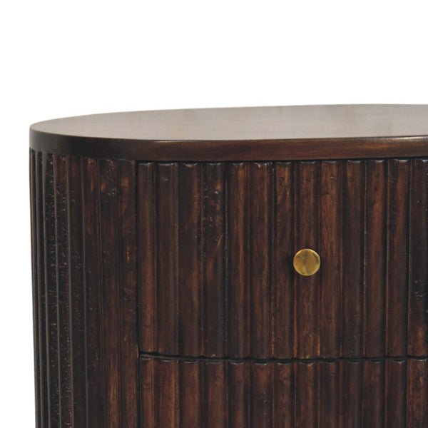 Fluted Mango Wood Drum Nightstand
