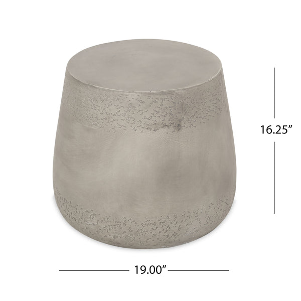 Close-up of glass clarity and rim detail — Concrete Drum Side Table