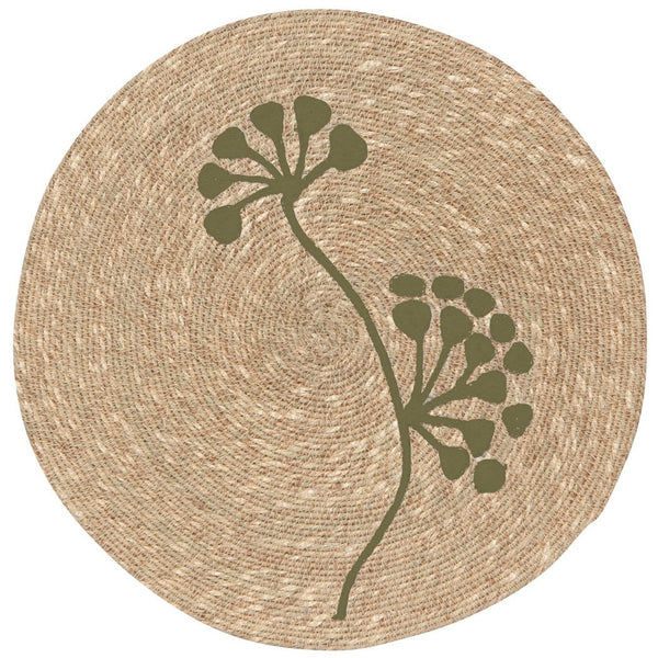 Floral Embroidered Seagrass Placemat Set