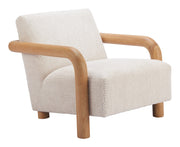 Cotton White Textured Polyester Accent Chair