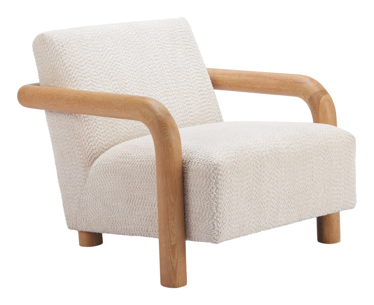 Cotton White Textured Polyester Accent Chair