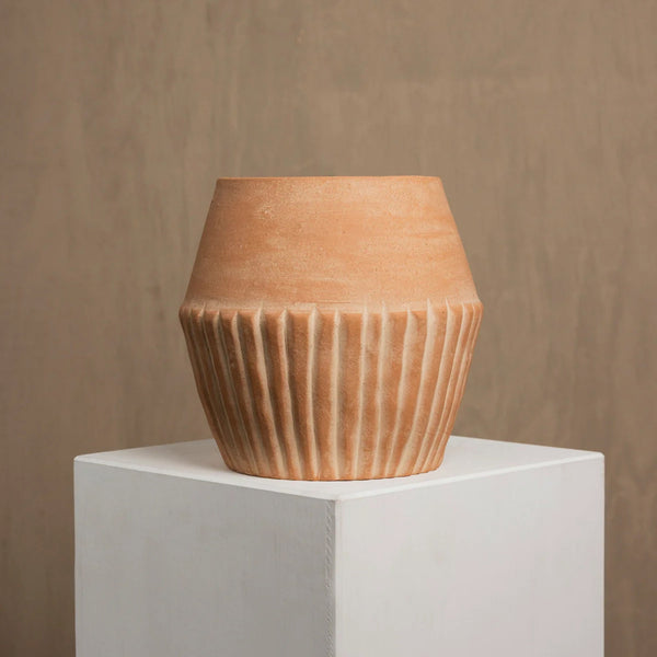 Fluted Terracotta Hand-Thrown Planter