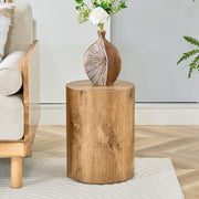 Close-up of material and construction detail — Wood-Grain Cylinder Side Table Set